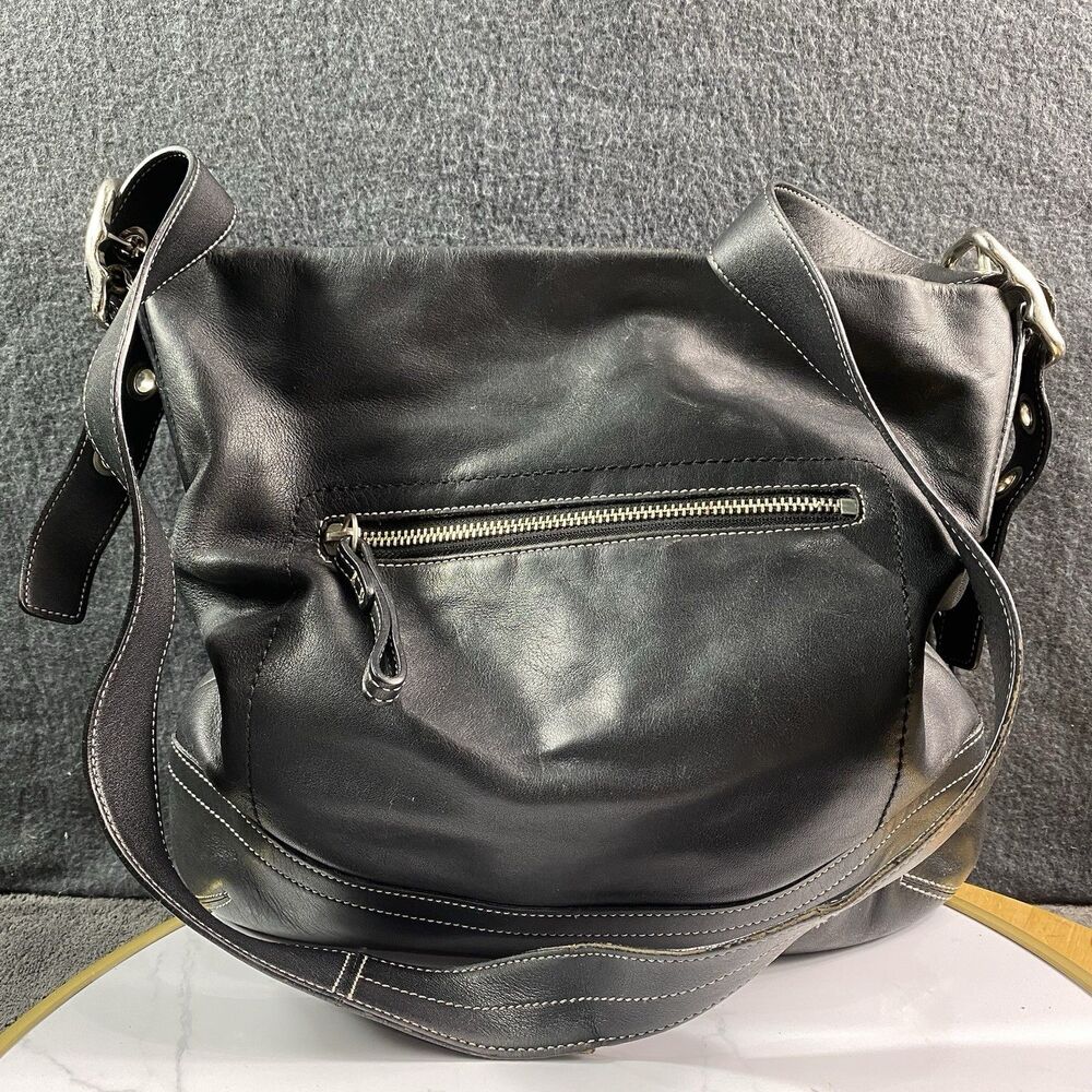 COACH Black Leather Soho Slim Duffle Crossbody Messenger Tote Bag #1414 Y2K Vtg - Picture 15 of 15